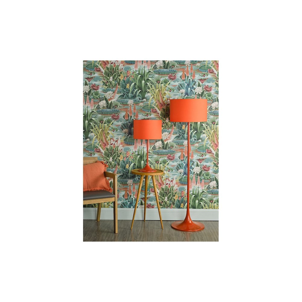 Dar TOL4911 | Toledo | Floor Lamp | Satin Orange With Shade