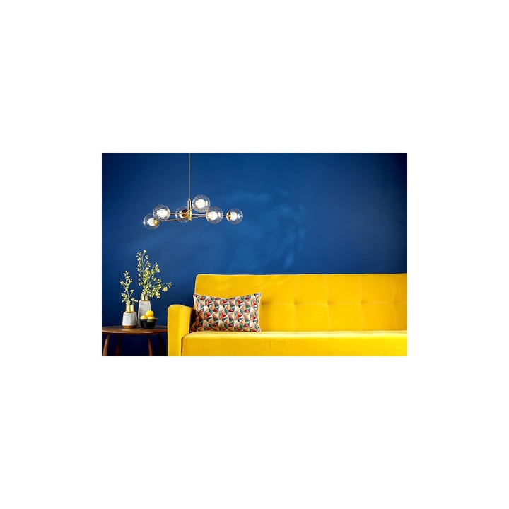 Dar VIG0645-20 | Vignette | 6-Light Pendant in Aged Brass with Clear/Opal Ribbed Glass