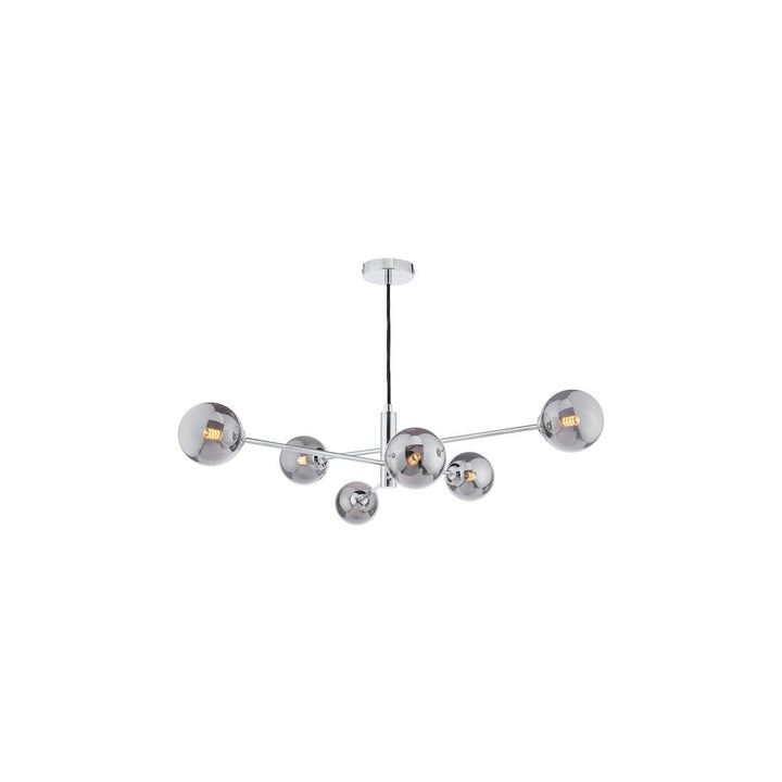 Dar VIG0650-01 | Vignette | 6-Light Pendant in Polished Chrome with Smoked Glass