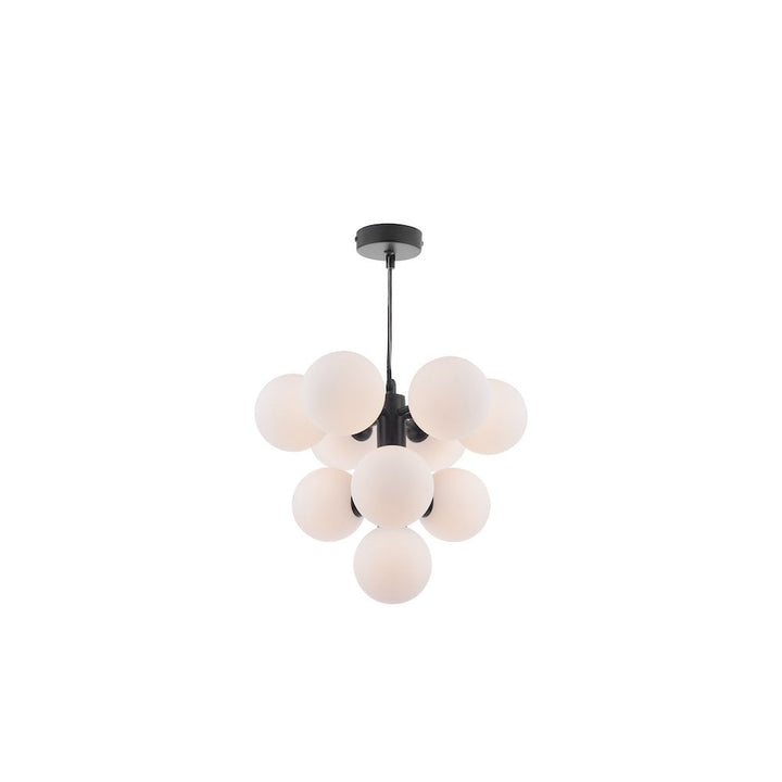 Dar VIN2322-02 | Vine 10 Light Pendant | Satin Black & Opal Glass