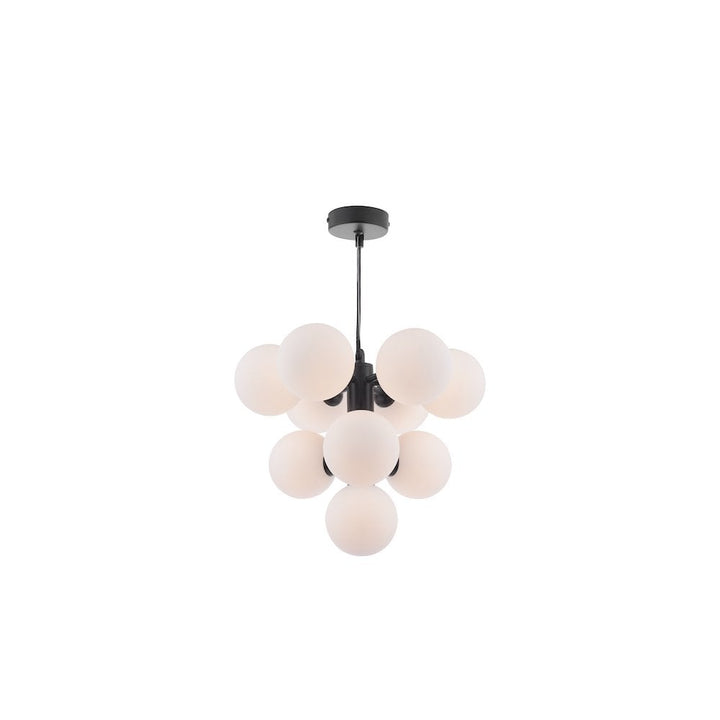 Dar VIN2322-02 | Vine 10 Light Pendant | Satin Black & Opal Glass