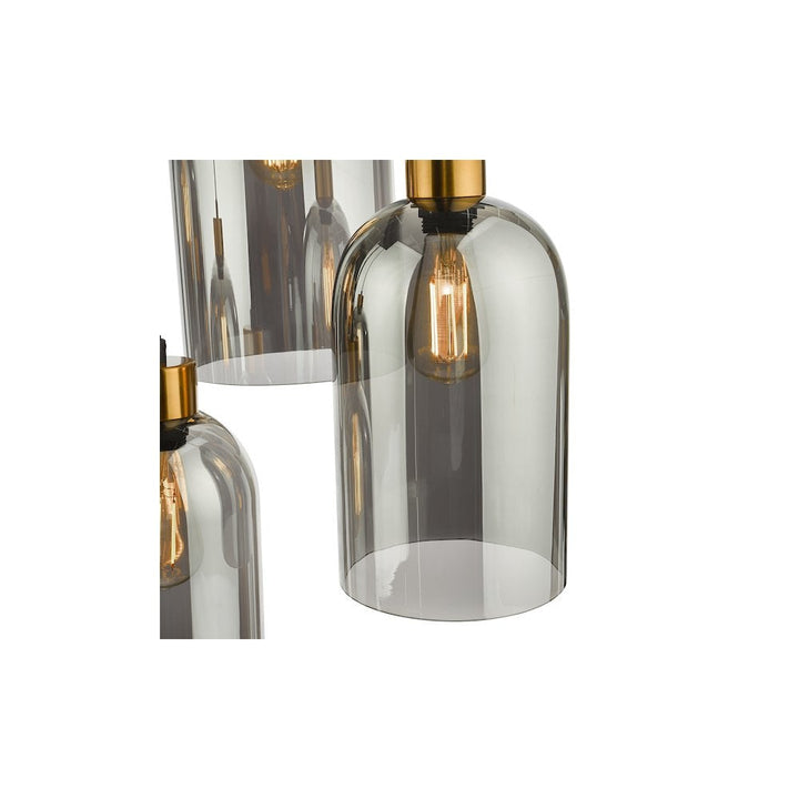 Dar ALM6422 | Alma 6 Light Bar Pendant | Matt Black & Smoked Glass