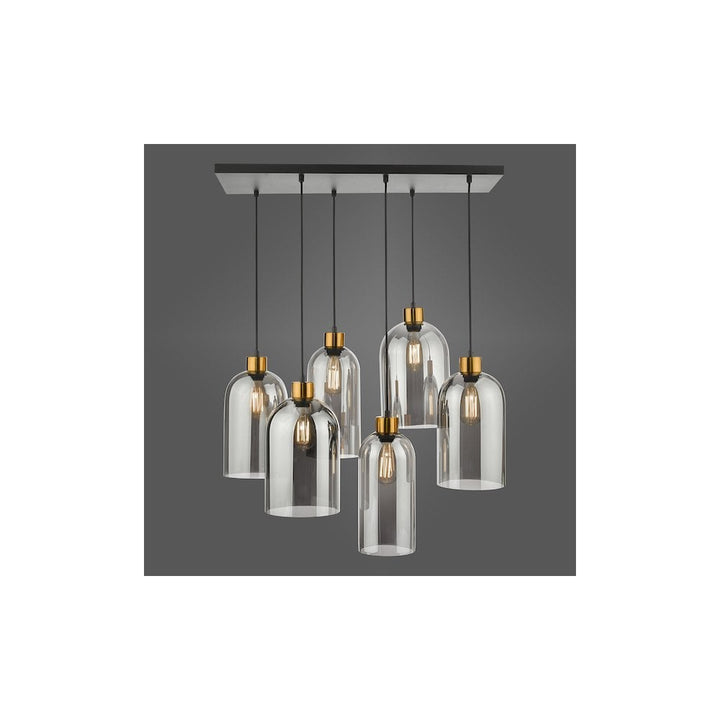 Dar ALM6422 | Alma 6 Light Bar Pendant | Matt Black & Smoked Glass