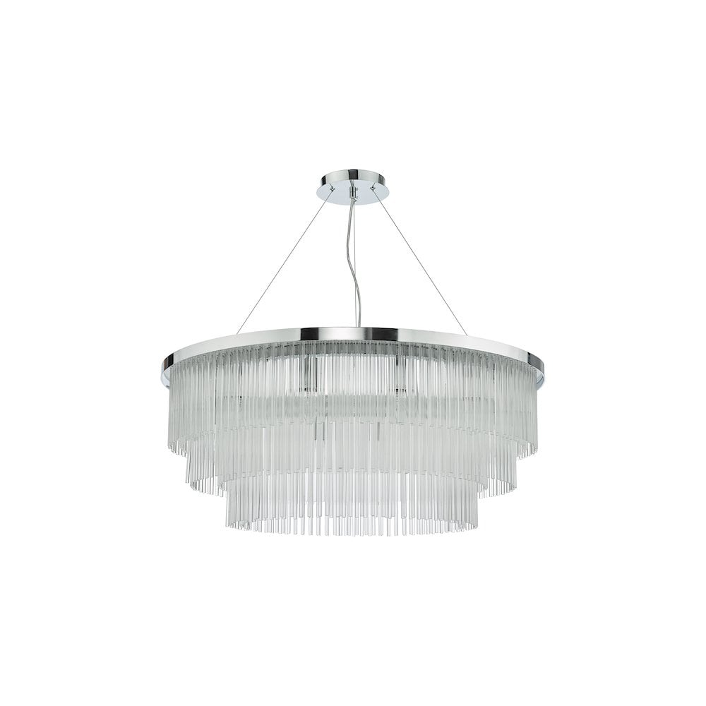 Dar ALP1244 | Alpheios Chandelier | Polished Chrome Glass