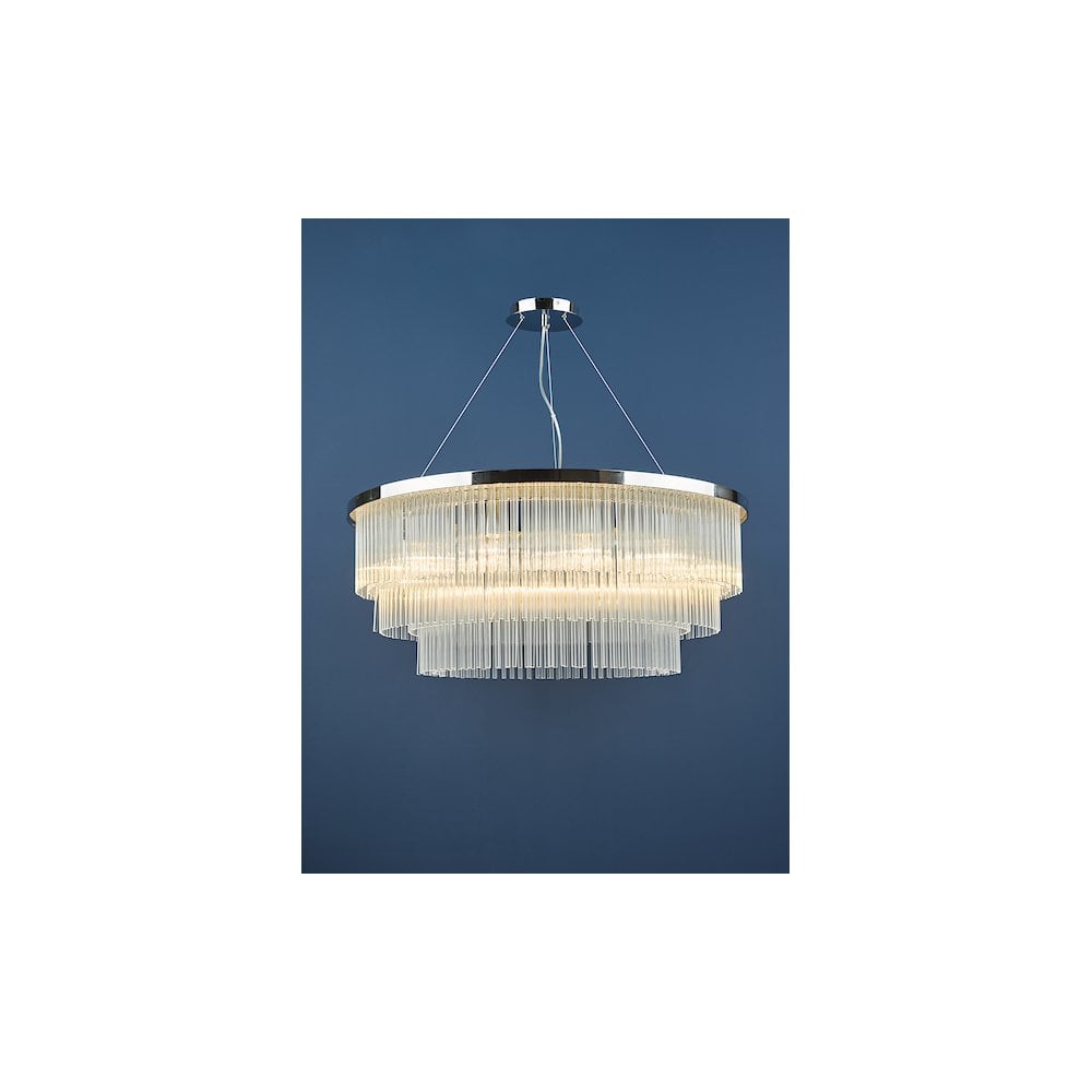 Dar ALP1244 | Alpheios Chandelier | Polished Chrome Glass