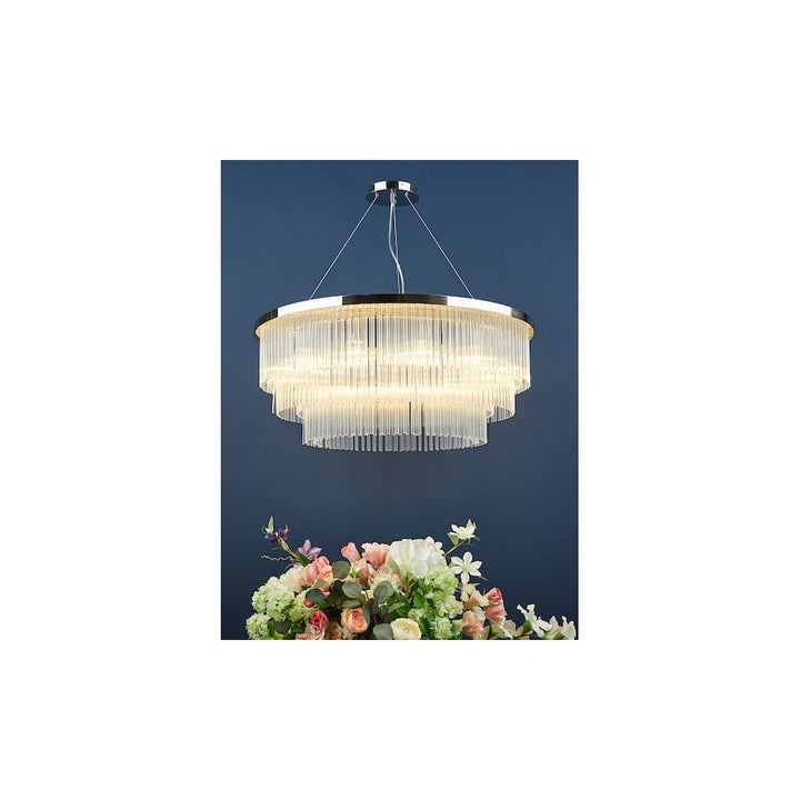 Dar ALP1244 | Alpheios Chandelier | Polished Chrome Glass