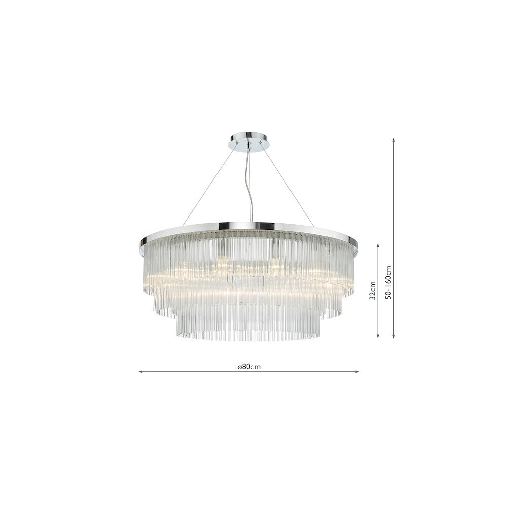 Dar ALP1244 | Alpheios Chandelier | Polished Chrome Glass