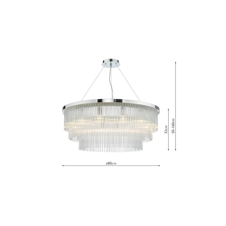 Dar ALP1244 | Alpheios Chandelier | Polished Chrome Glass