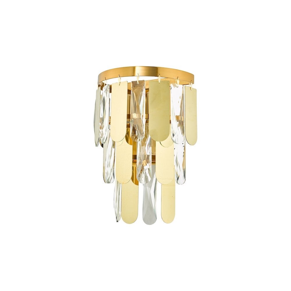 Dar Lighting AMI0935 | Amira 2-Light Wall Light | Polished Gold & Crystal