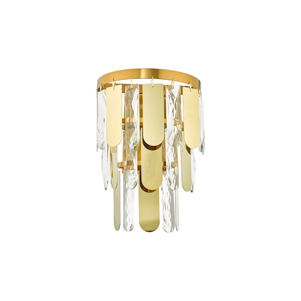 Dar Lighting AMI0935 | Amira 2-Light Wall Light | Polished Gold & Crystal