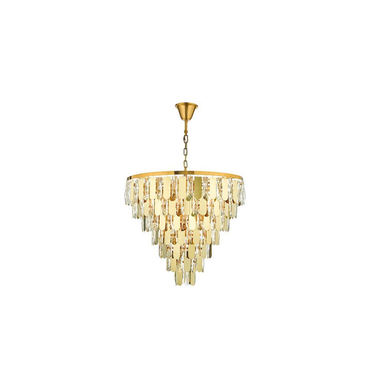 Dar Lightning AMI1235 | Amira 12 Light Chandelier | Polished Gold Crystal