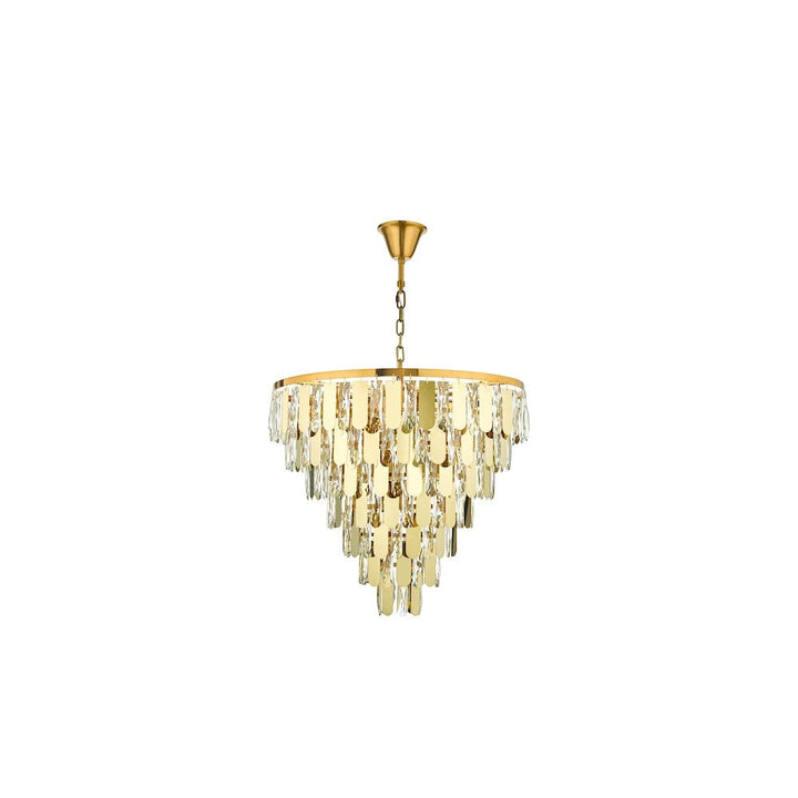 Dar Lightning AMI1235 | Amira 12 Light Chandelier | Polished Gold Crystal