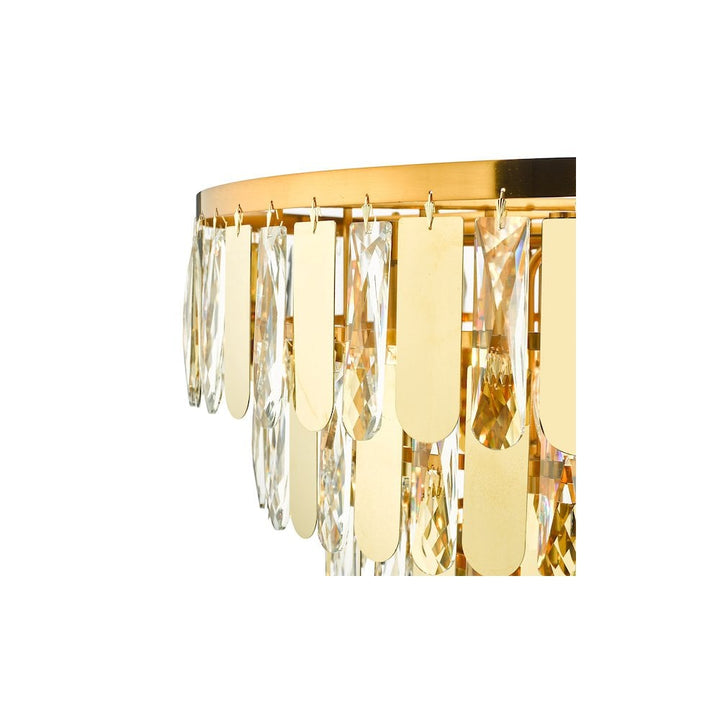 Dar Lightning AMI1235 | Amira 12 Light Chandelier | Polished Gold Crystal