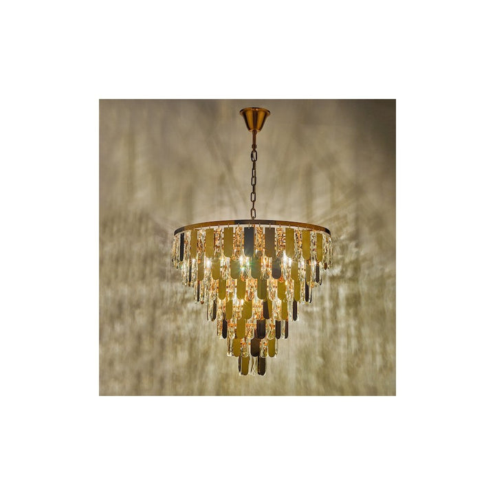 Dar Lightning AMI1235 | Amira 12 Light Chandelier | Polished Gold Crystal