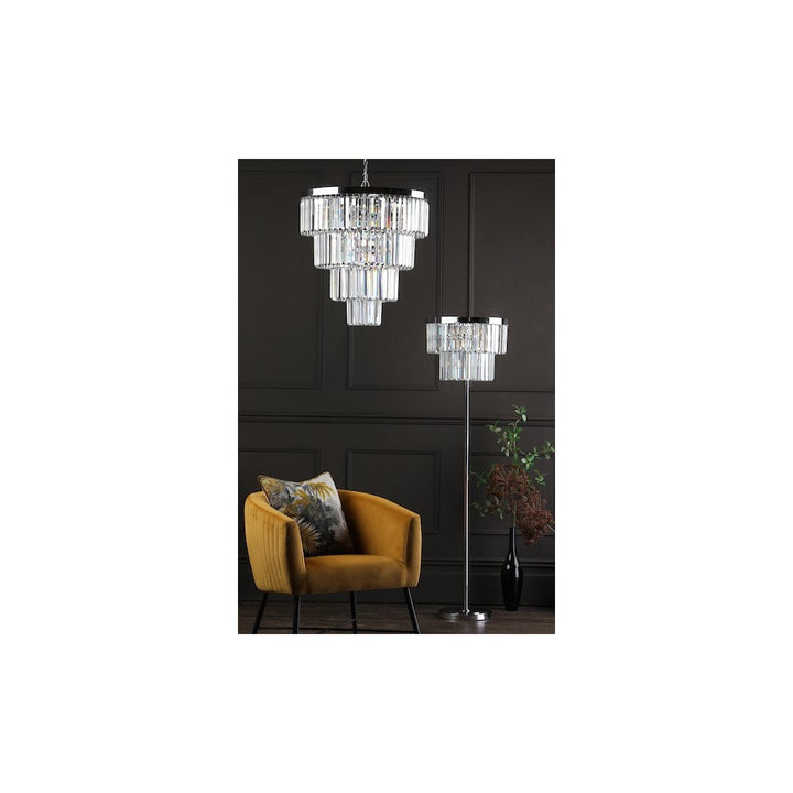 Dar Lighting ANG4908 | Angel 6-Light Floor Lamp | Polished Chrome & Crystal