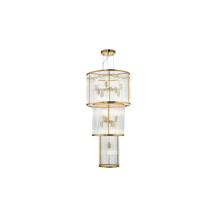 Dar ELE1535 | Eleanor | 15 Light Chandelier | Natural Brass Glass