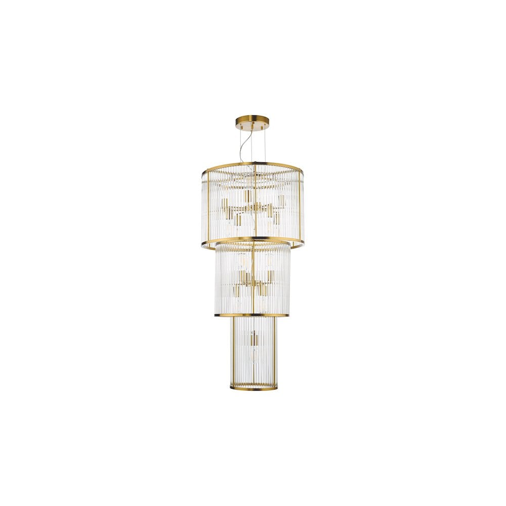 Dar ELE1535 | Eleanor | 15 Light Chandelier | Natural Brass Glass