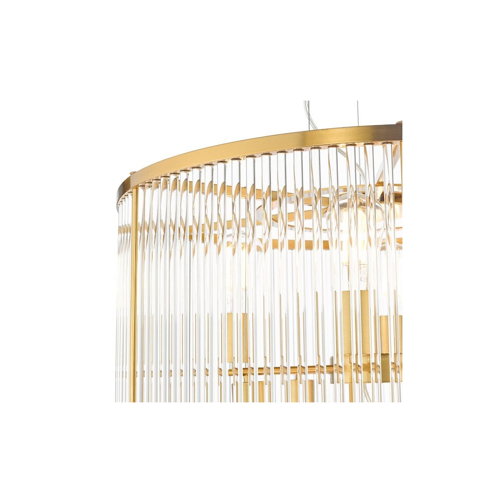 Dar ELE1535 | Eleanor | 15 Light Chandelier | Natural Brass Glass