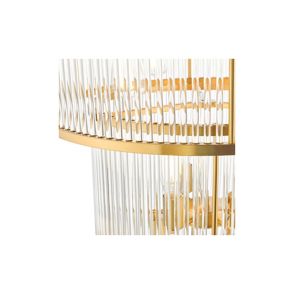 Dar ELE1535 | Eleanor | 15 Light Chandelier | Natural Brass Glass