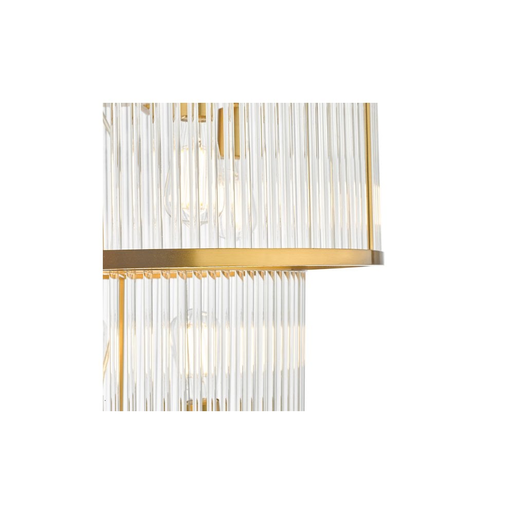 Dar ELE1535 | Eleanor | 15 Light Chandelier | Natural Brass Glass