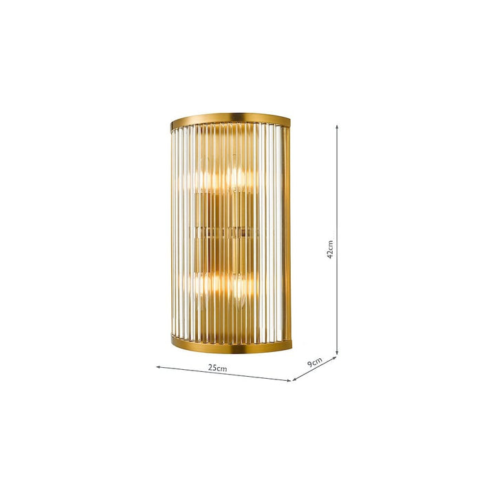 Dar ELE3035 | Eleanor | 4 Light Wall Light | Natural Brass Glass