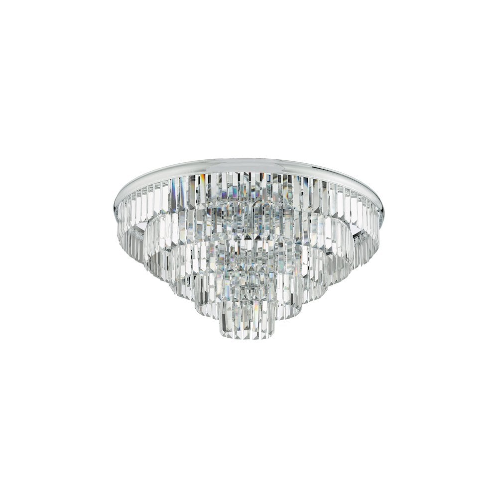 Dar EUL6450 | Eulalia | 12-Light Flush Mount in Polished Chrome and Crystal