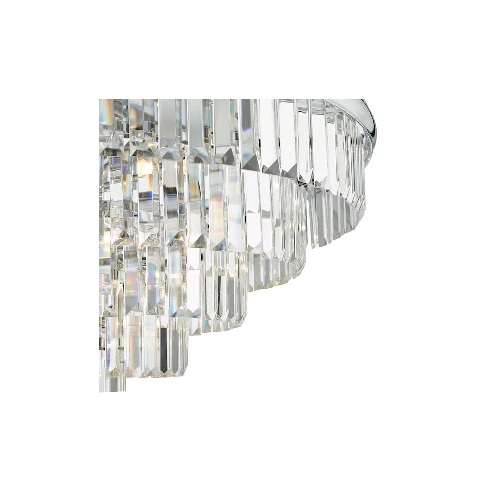 Dar EUL6450 | Eulalia | 12-Light Flush Mount in Polished Chrome and Crystal