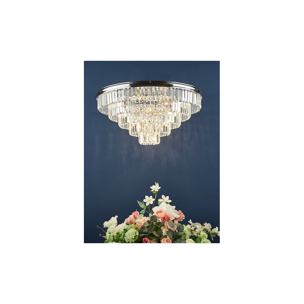 Dar EUL6450 | Eulalia | 12-Light Flush Mount in Polished Chrome and Crystal