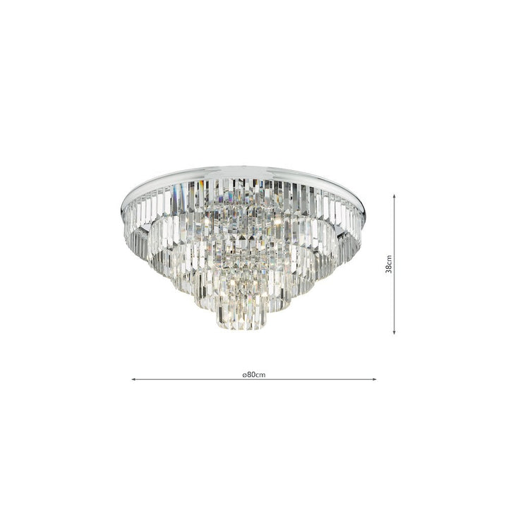 Dar EUL6450 | Eulalia | 12-Light Flush Mount in Polished Chrome and Crystal