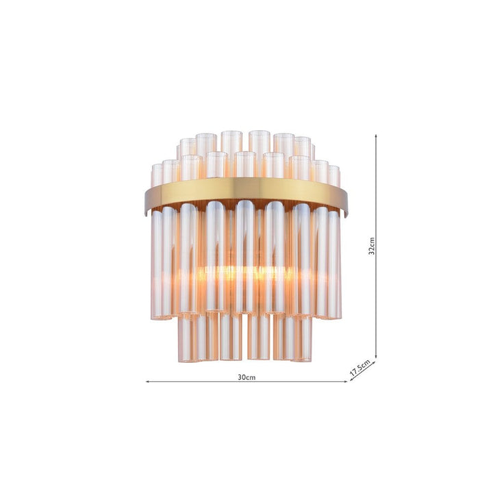 Dar IMA0935 | Imani Wall Light | Natural Brass with Champagne Glass