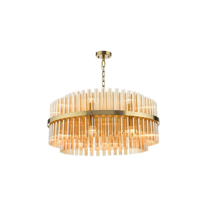 Dar IMA1635 | Imani 16 Light Pendant | Natural Brass with Champagne Glass