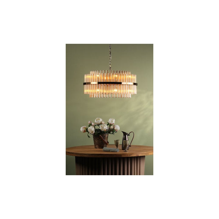 Dar IMA1635 | Imani 16 Light Pendant | Natural Brass with Champagne Glass