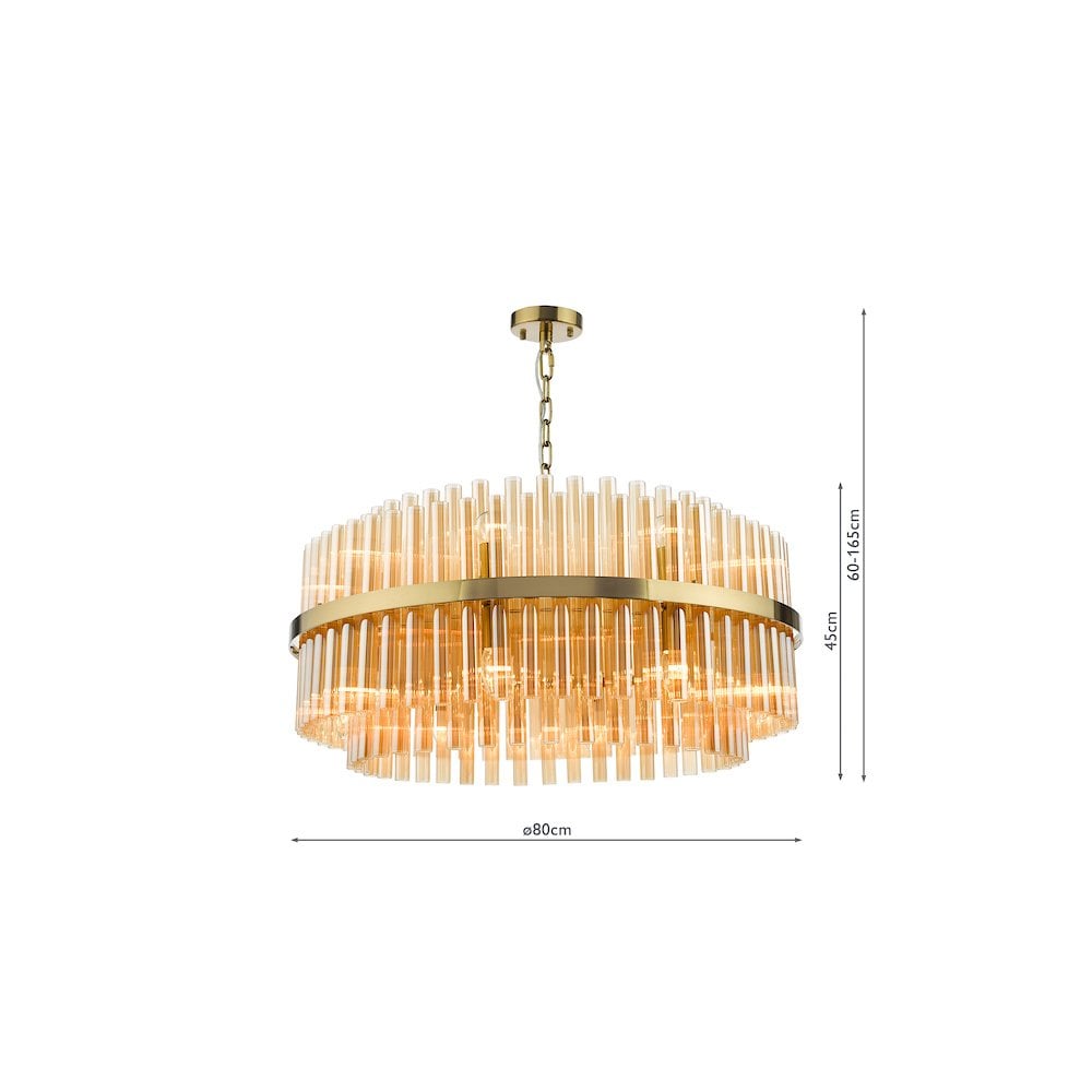 Dar IMA1635 | Imani 16 Light Pendant | Natural Brass with Champagne Glass