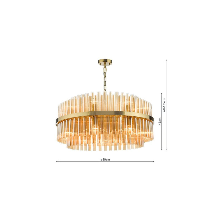 Dar IMA1635 | Imani 16 Light Pendant | Natural Brass with Champagne Glass