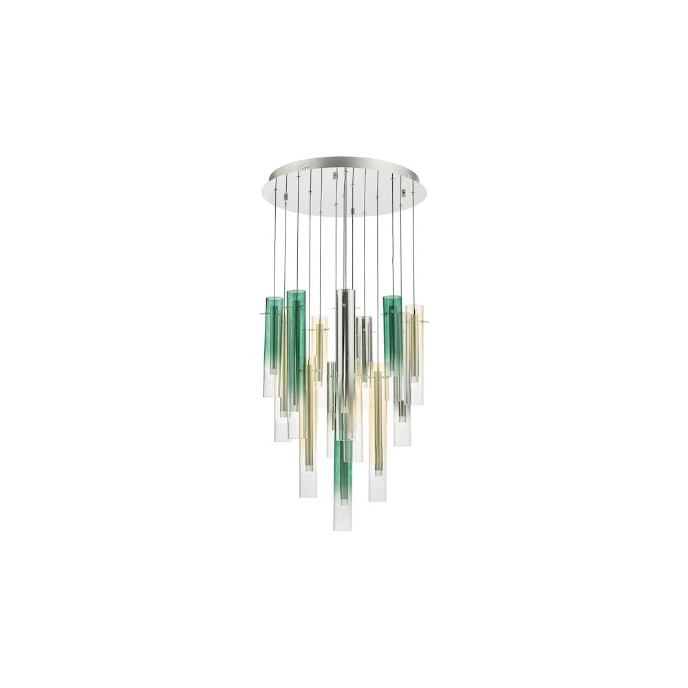 Dar ISA1455 | Isadora LED Cluster Pendant | Chrome & Multi-Coloured Glass