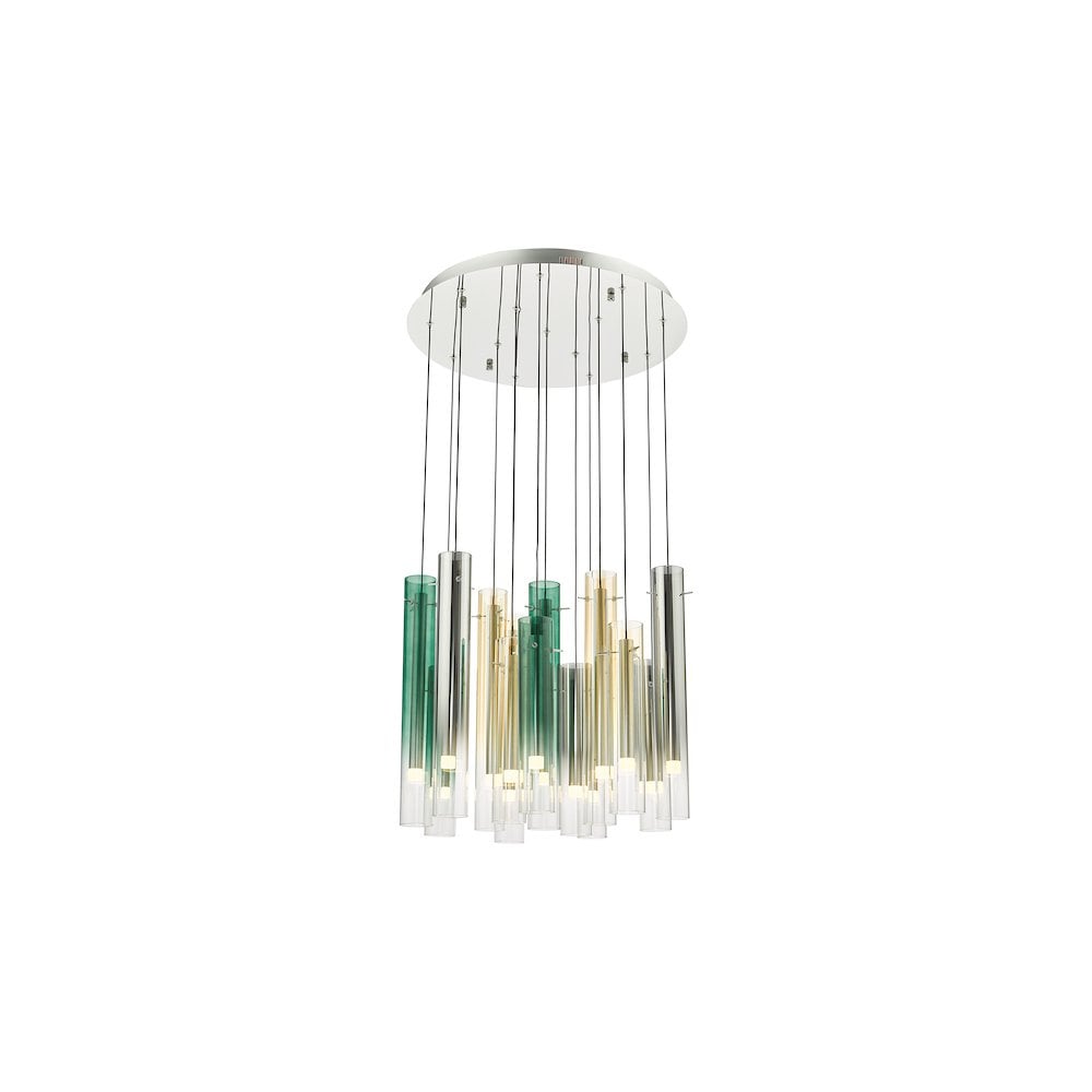 Dar ISA1455 | Isadora LED Cluster Pendant | Chrome & Multi-Coloured Glass