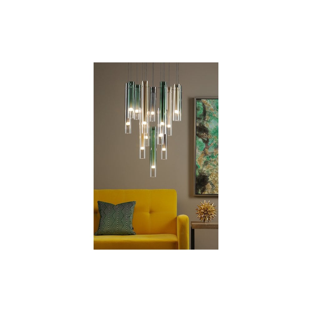 Dar ISA1455 | Isadora LED Cluster Pendant | Chrome & Multi-Coloured Glass