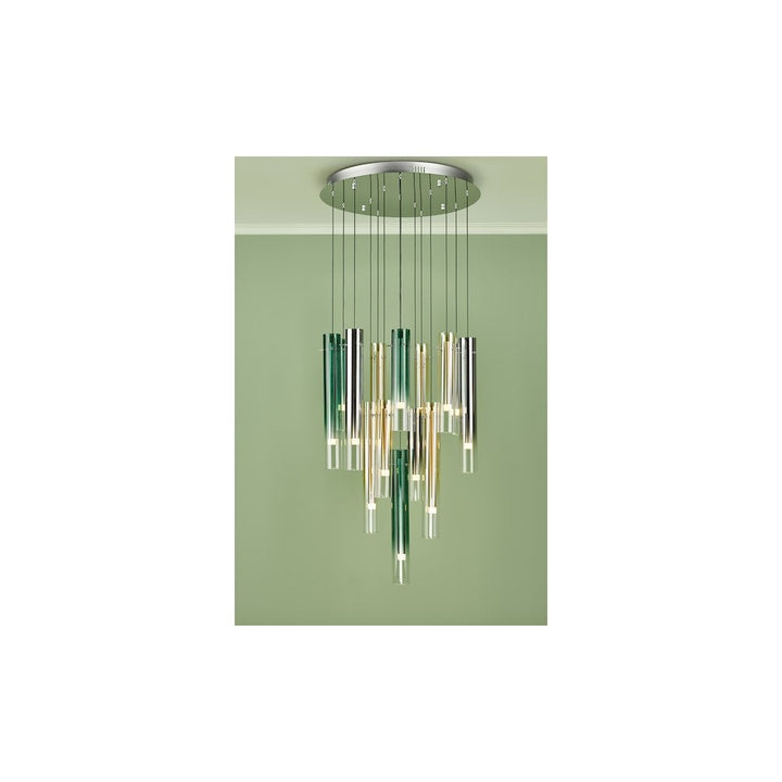 Dar ISA1455 | Isadora LED Cluster Pendant | Chrome & Multi-Coloured Glass