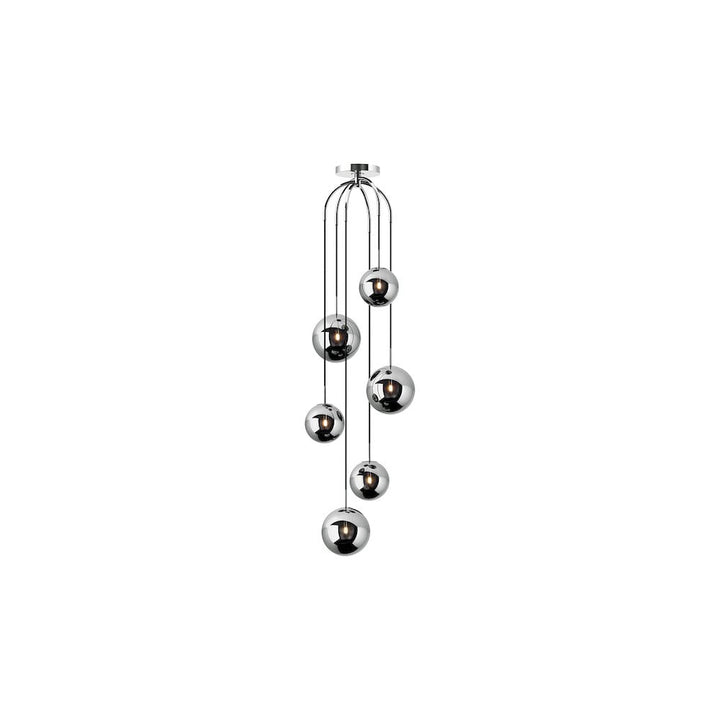 Dar NIC0650 | Nico 6-Light Cluster | Polished Chrome with Smoked Glass