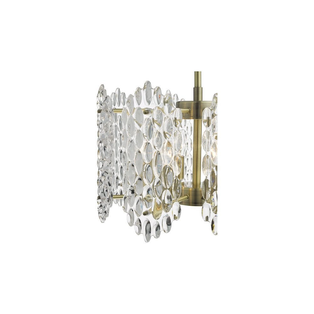 Dar POR0875 | Porthos Antique Brass 8-Light Glass Pendant