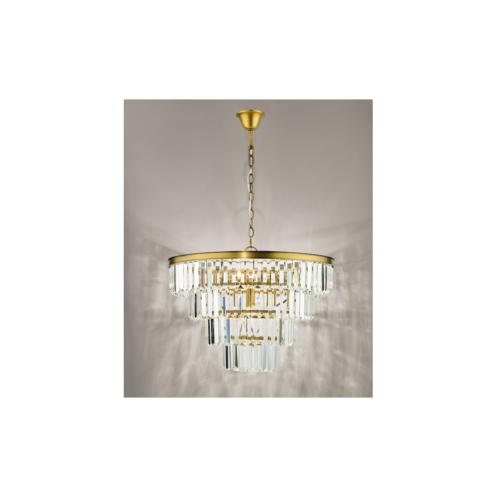 Dar RHA0663 | Rhapsody | 6 Light Tiered Pendant | Crystal and Bronze Finish