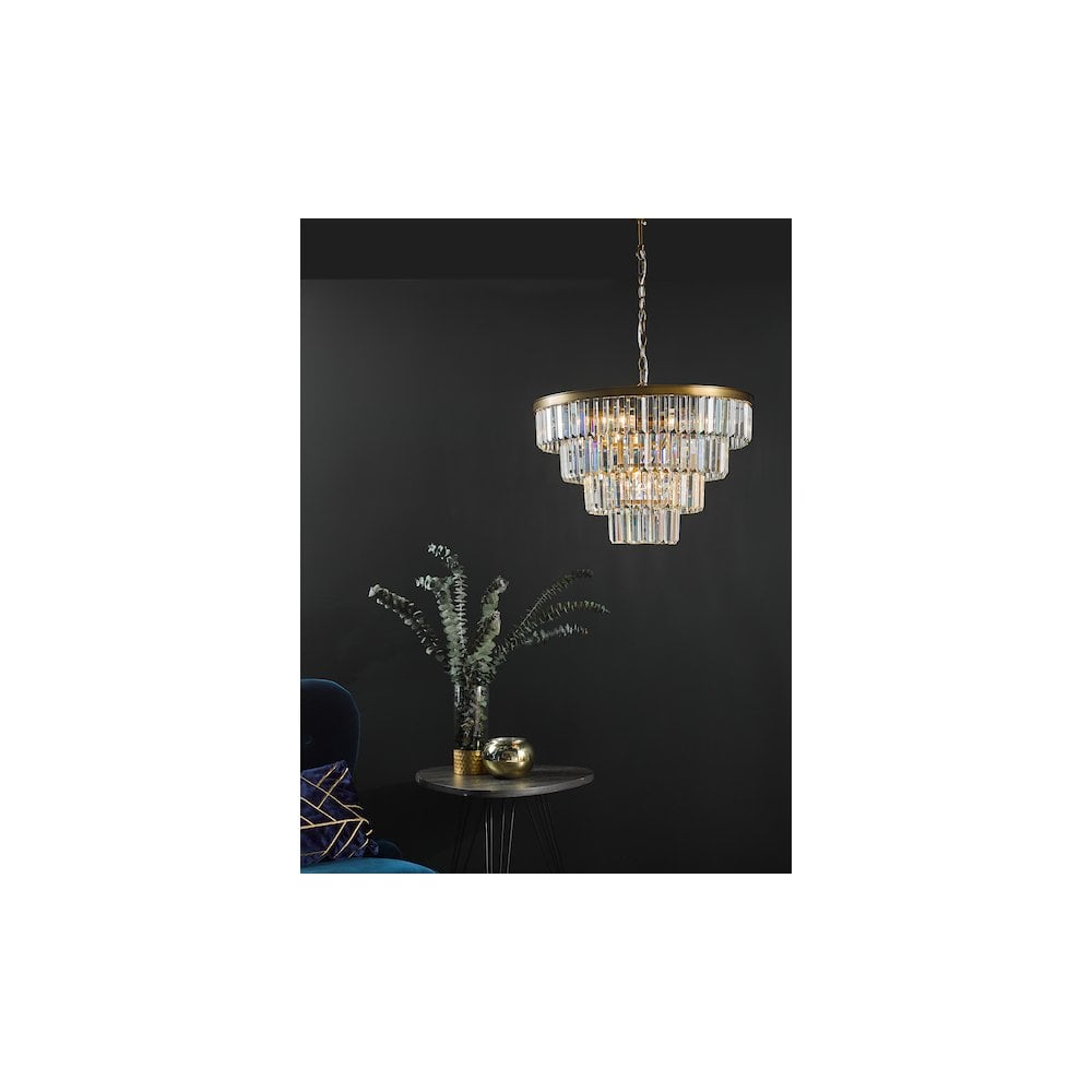 Dar RHA0663 | Rhapsody | 6 Light Tiered Pendant | Crystal and Bronze Finish