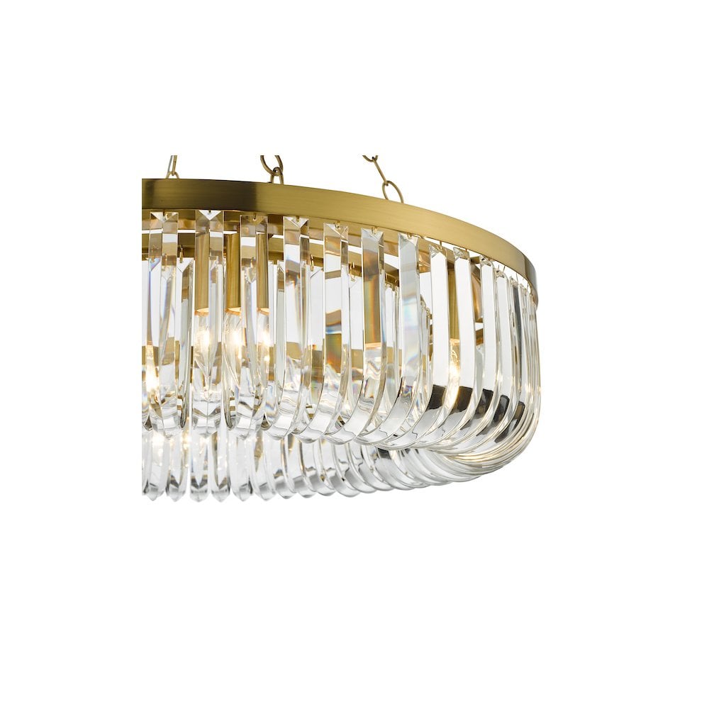 Dar SIG0835 | Sigourney 8 Light Pendant | Satin Gold and Glass