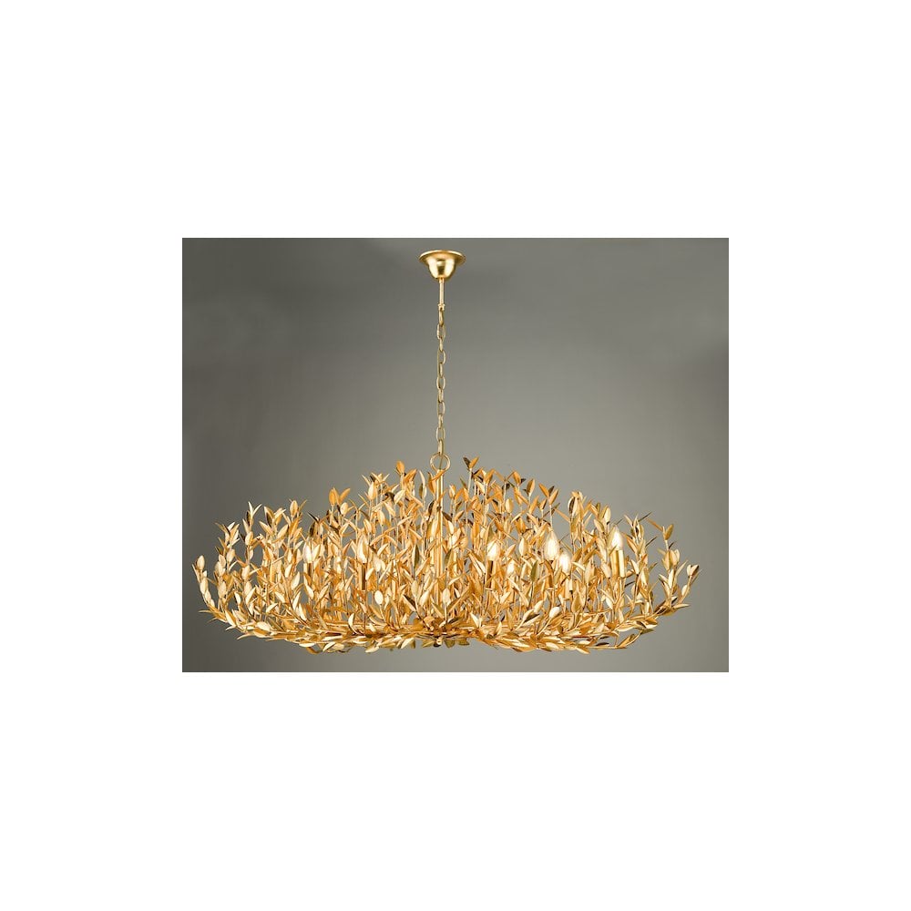 Dar SIL1235 | Silvius | 12 Light Oval Pendant | Gold Leaf
