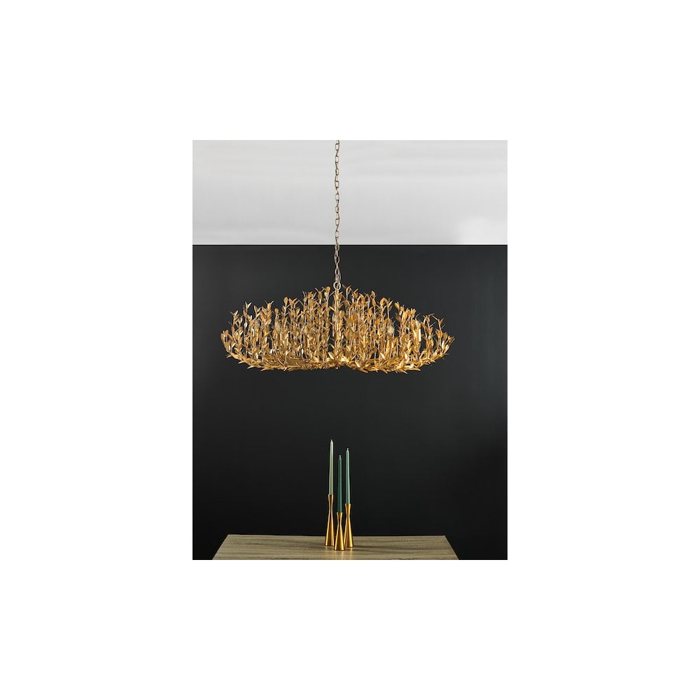 Dar SIL1235 | Silvius | 12 Light Oval Pendant | Gold Leaf