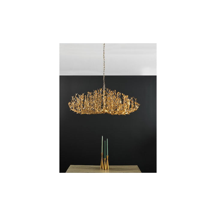 Dar SIL1235 | Silvius | 12 Light Oval Pendant | Gold Leaf