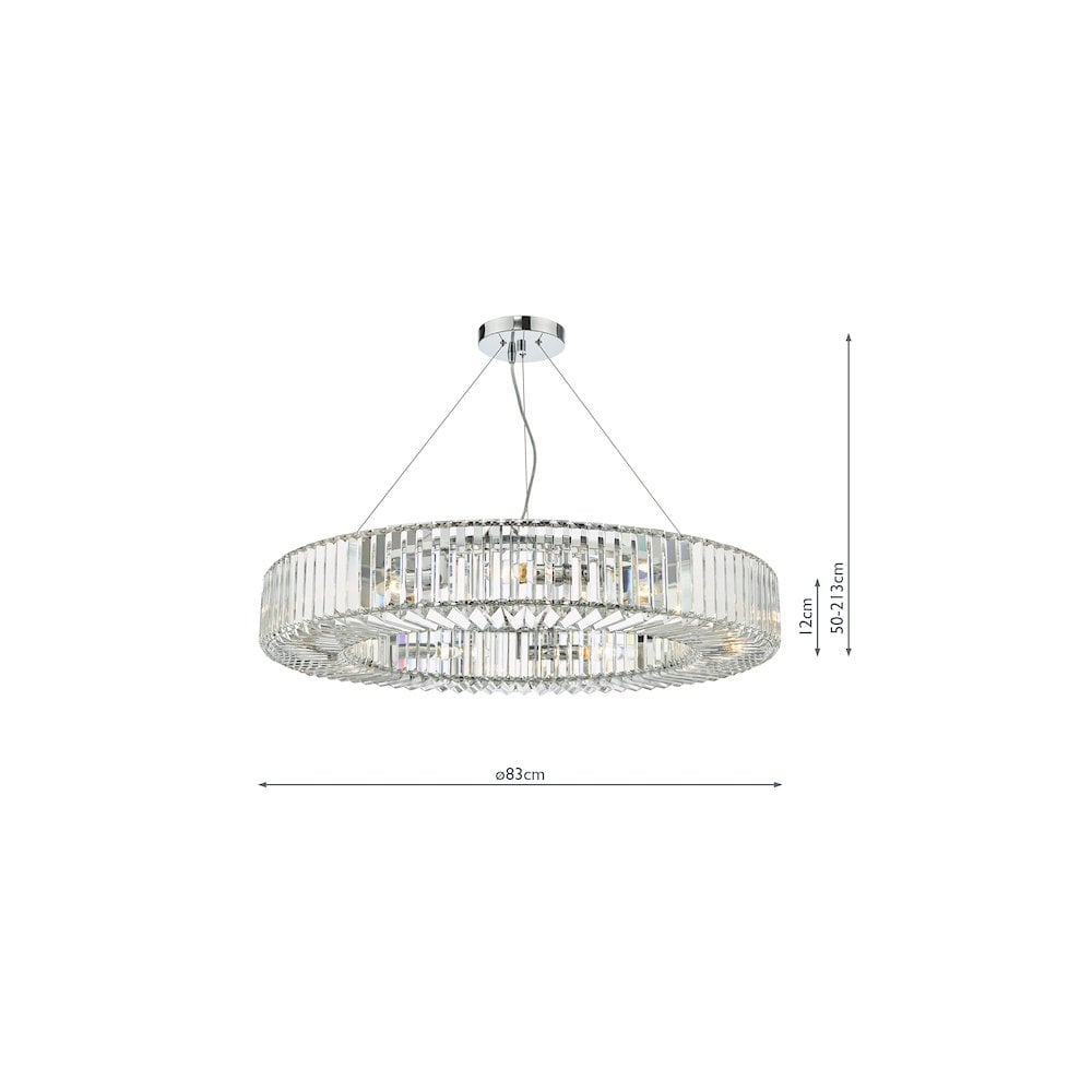 Dar TEY1350 | Teyana | 9 Light Pendant | Polished Chrome Crystal