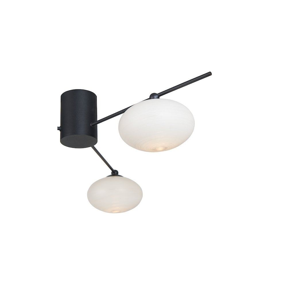 Dar JAS5322 | Jasper 3 Light Semi Flush | Matt Black Opal Glass