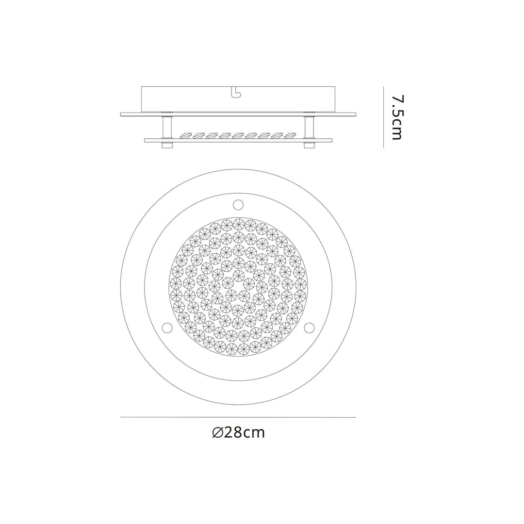 Mantra M5090 Cristal LED Flush Light 28cm Round 12W LED 4000K Polished Chrome / Cristal