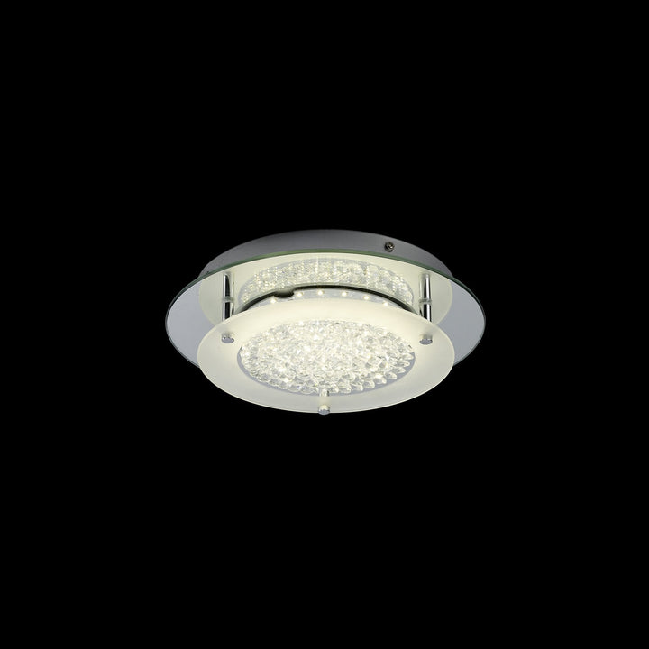 Mantra M5090 Cristal LED Flush Light 28cm Round 12W LED 4000K Polished Chrome / Cristal